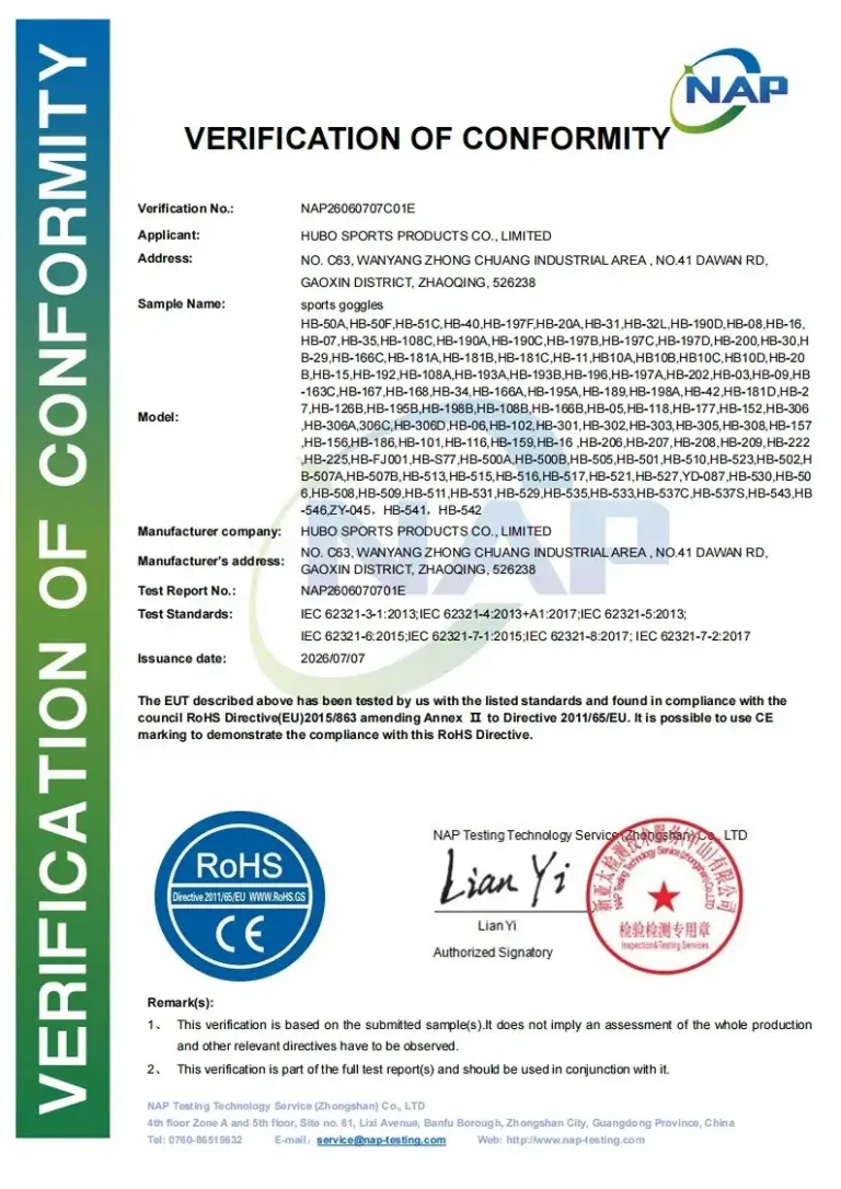 RoHS 2011-65-EU CE Verification of Conformity