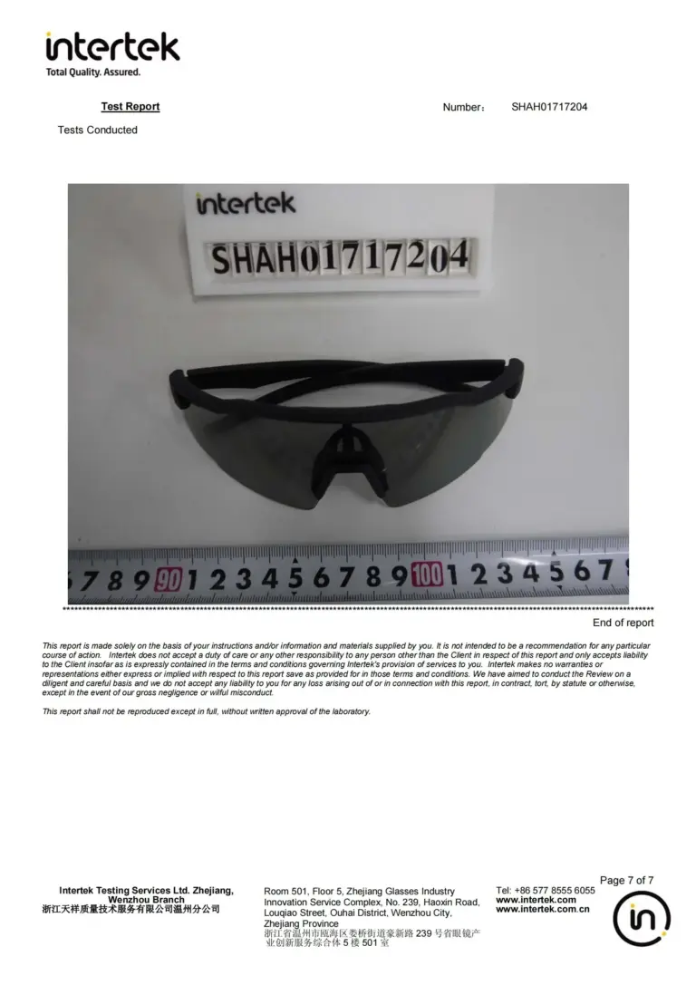 Tested Product Sample SHAH01717204