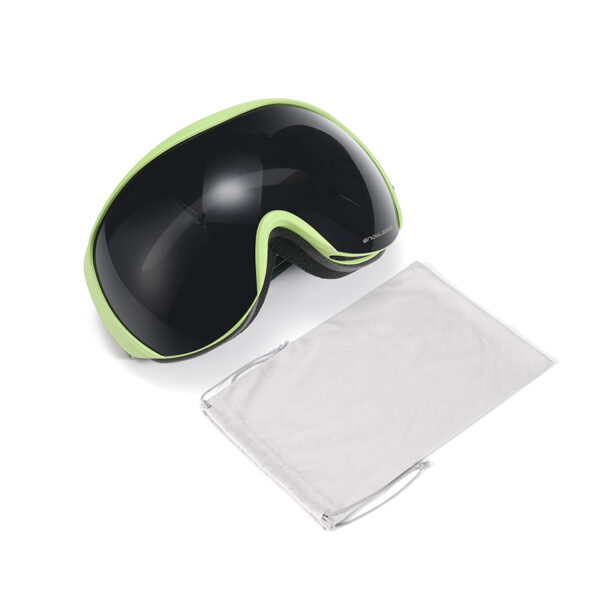 1. `ski goggles, oversized spherical lens, retro color block strap, unisex snowboard goggles`