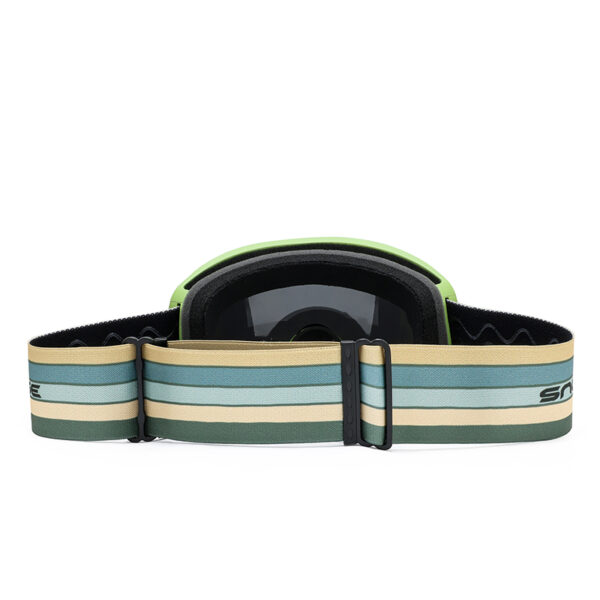 Ski goggle strap back detail, anti-slip adjustable buckle, vintage woven strap, windproof snow eyewear