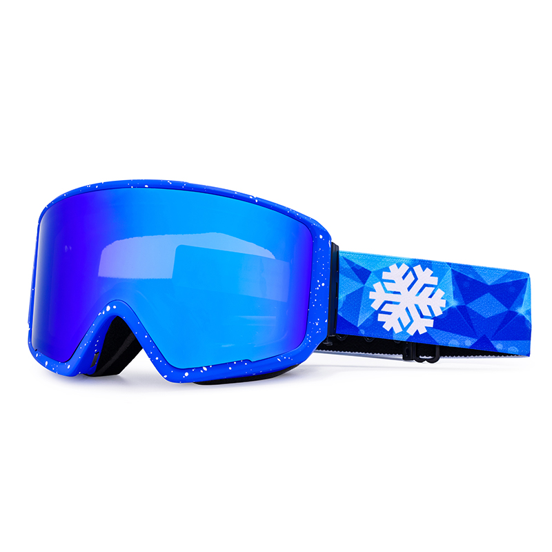 Blue Heated Snow Goggles with Anti-fog Lens and Anti Slipsilicone