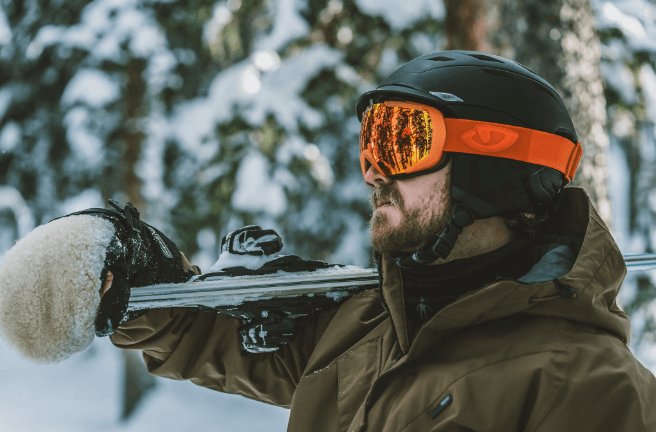 a man wearing ski goggles