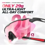 HB-502 cherry pink cycling sunglasses weighing 29 grams for all-day comfort