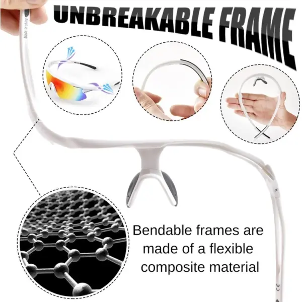 HB-502 bendable cycling sunglasses frame made from flexible composite material