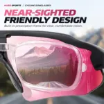 HB-502 cycling sunglasses with built-in prescription insert for near-sighted users