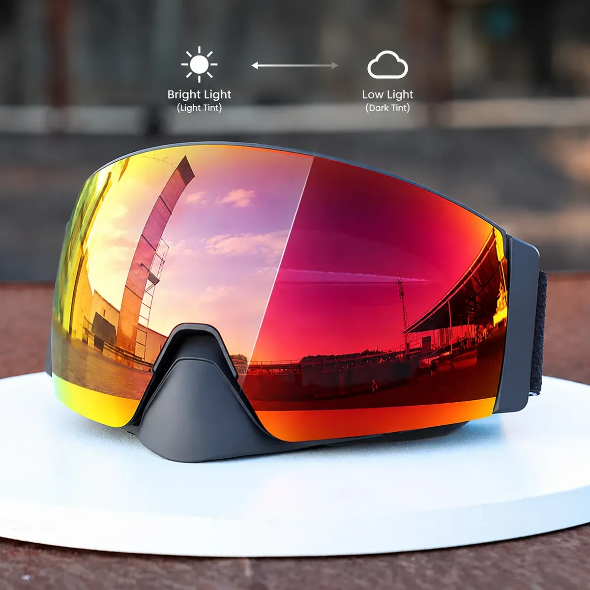 Photochromic UV ski goggle lens