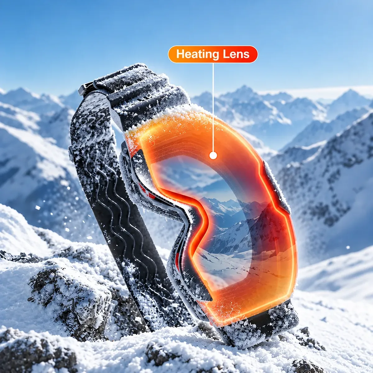 ITO heated ski goggle lens