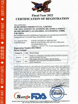 U.S. FDA Facility Registration Certificate