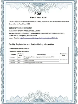 U.S. FDA Fiscal Year 2026 Facility Registration and Device Listing Notice for Hubo Sports