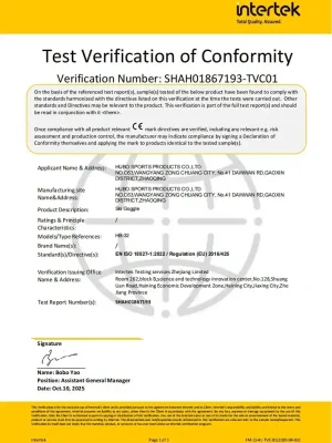 CE Test Verification of Conformity EN ISO 18527-1 for Hubo Sports Ski Goggles